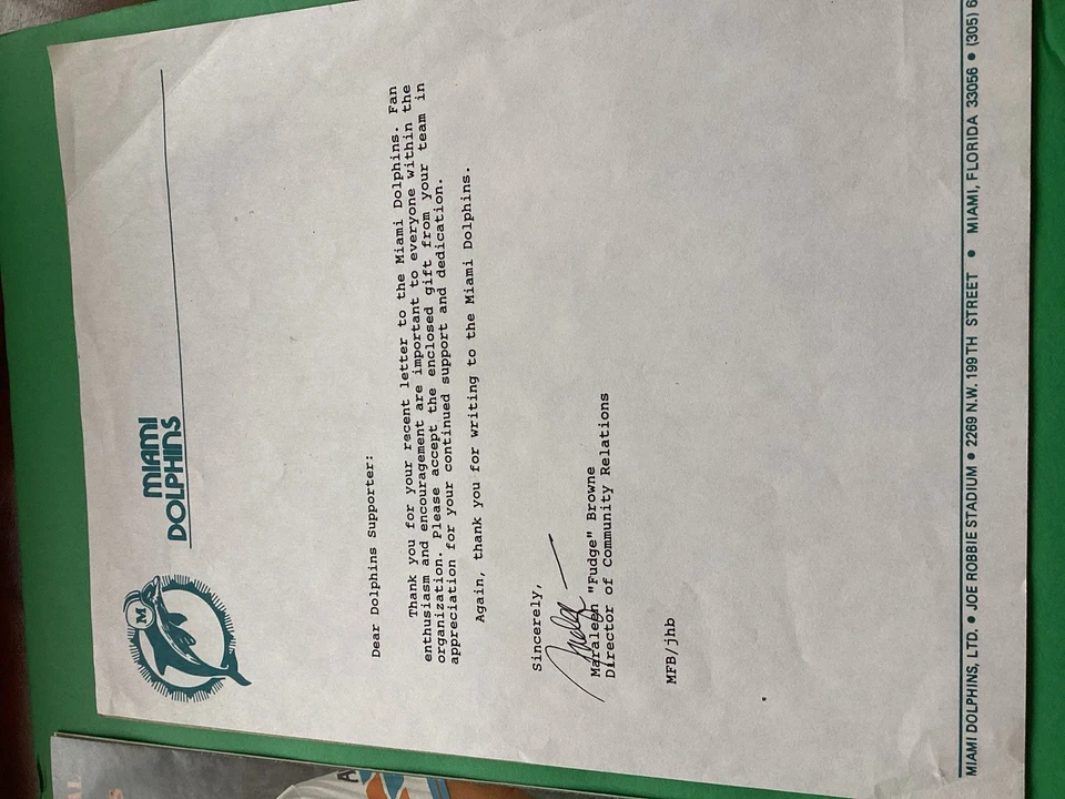 Don Shula Autographed Miami Dolphins Pennant Authenticity Certified letter. - Image 4 of 4