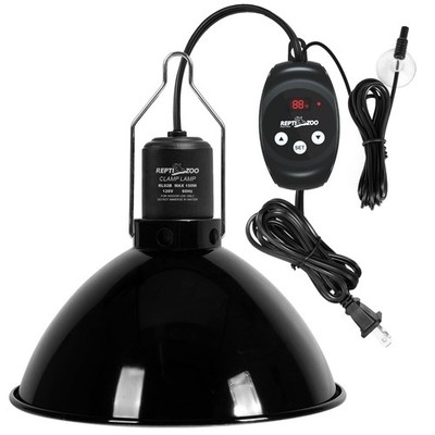 REPTI ZOO Reptile 8.5'' Deep Dome Light Fixture with Dimming Thermostat Lamp 150W