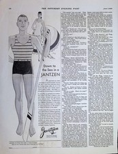 Original 1925 Vintage Print Ad: Down to the Sea in a Jantzen Swimsuit