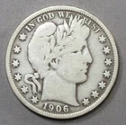 1906 Barber Half Dollar Pleasing VG-F
