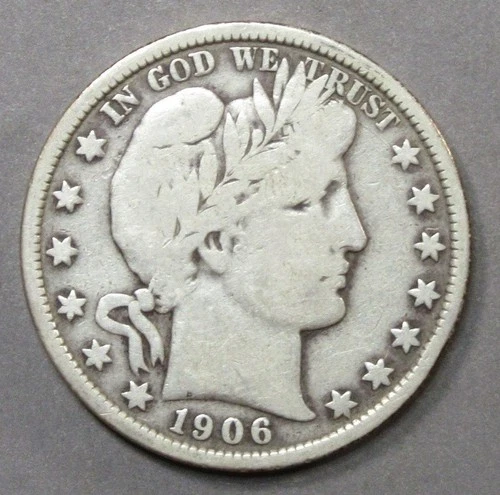 1906 Barber Half Dollar Pleasing VG-F
