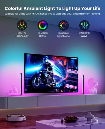 Smart RGB+IC 15” LED Light Bars TV Backlight Gaming Music Mood App Control | $80 - Picture 2 of 7