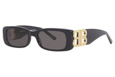 Balenciaga BB0096S 001 Sunglasses Women's Black/Gold/Grey Rectangle Shape 51mm