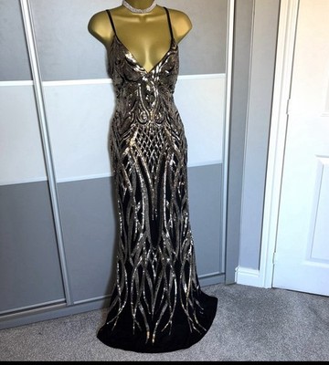 Quiz Elegant Evening Sequin Wedding Party Cruise Prom Cocktail Maxi Dress  Sz 10 | eBay