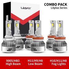 6X 9005+H11+H16 LED Headlight Kit Combo Bulb High Low Beam Fog Light White 6000K