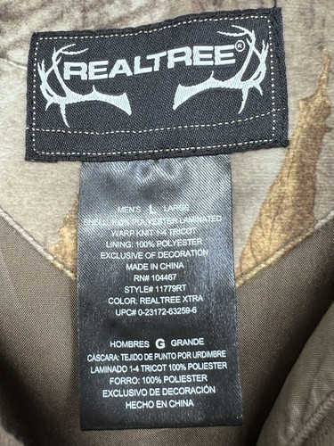 Real Tree Men’s Scent Control Camouflage Hunting Jacket Size L Outdoor Fishing - Picture 9 of 17
