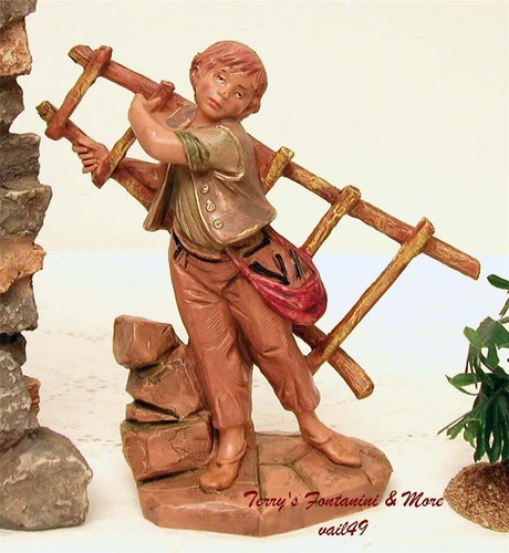 FONTANINI DEPOSE ITALIEN 5" CARLO mit LEITER KRIPPE DORF FIGUR 57110 NEU OHNE BX