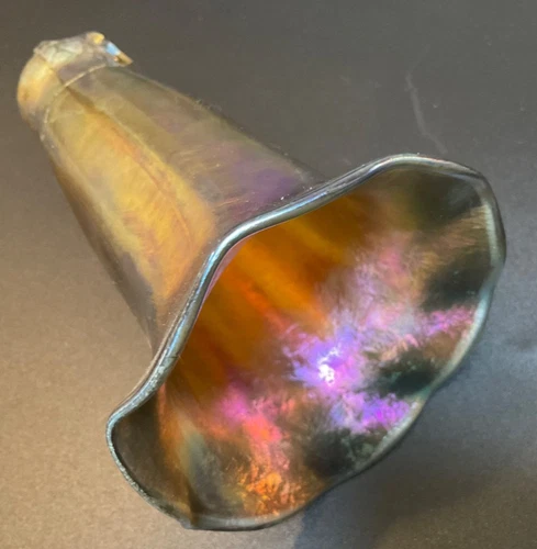 ANTIQUE TIFFANY STUDIOS LCT FAVRILE SIGNED LILY LAMP SHADE AURENE IRIDESCENT #6