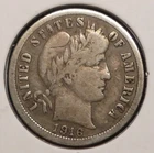 1916-S BARBER DIME -- Very Good+ (VG+) -- med dark fields