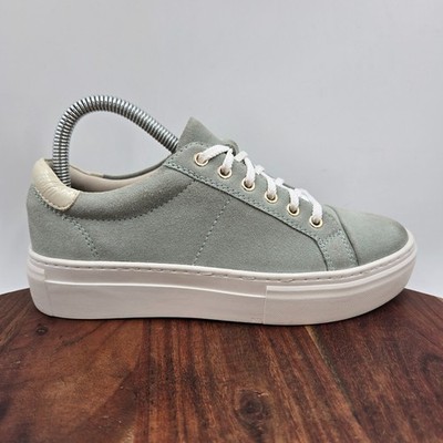 Vagabond Zoe Shoes Women's 6 Green White Suede Lace Up Platform Chunky Sneakers