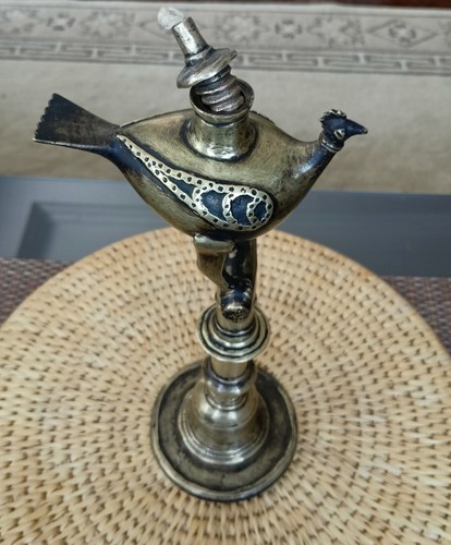 Antique kerosene Oil Lamp (Tuki) Handmade Daphne bird Nepal Collective art, X1 - Picture 3 of 7