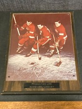 Vintage Detroit Red Wings Production Line Plaque - Howe-Abel-Lindsay - Read