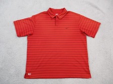 Nike Polo Shirt Mens XL Red Striped Short Sleeve Performance Activewear Golf