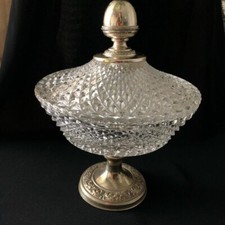 Vintage Sugar Box Crystal Italy Silver 800 Signed Collectible