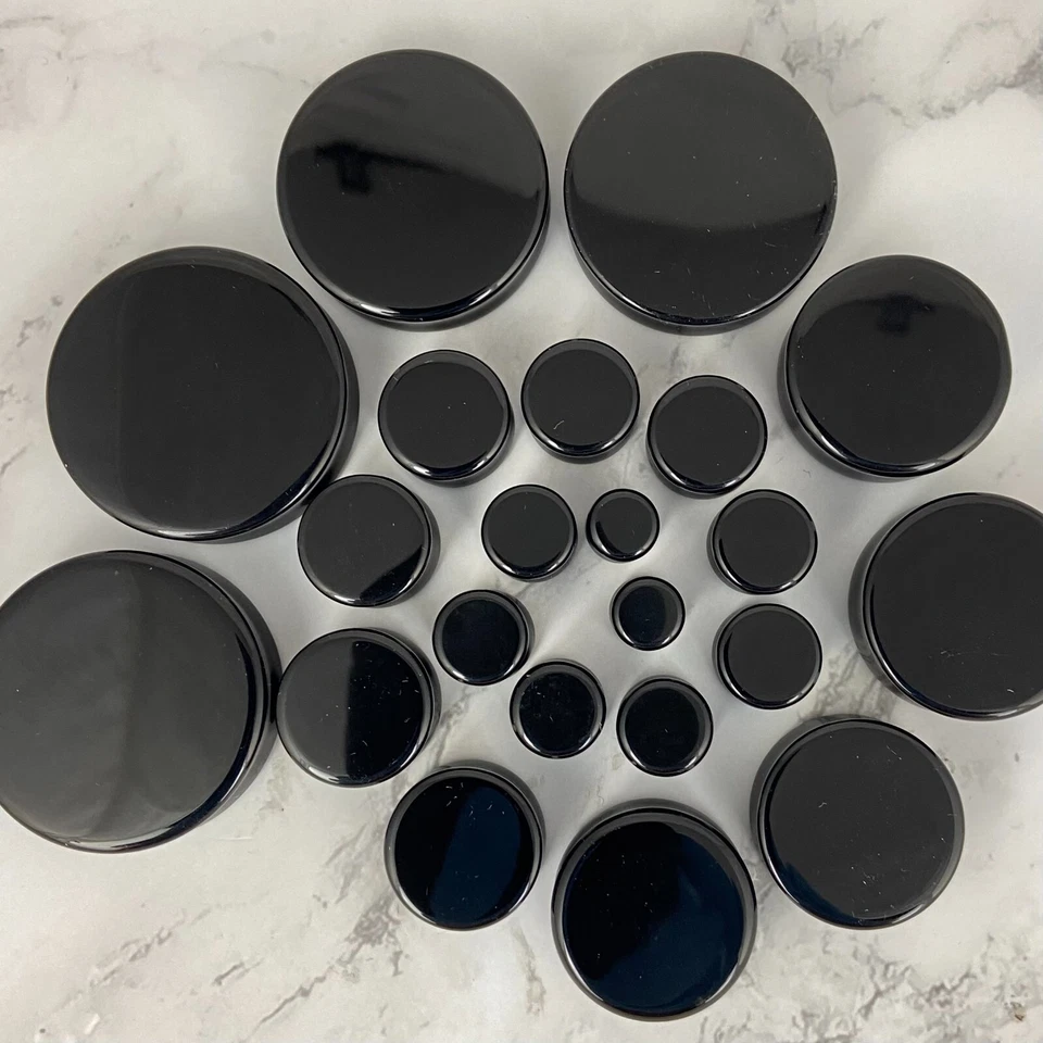 Pair of Black Agate Stone Plugs set gauges PICK SIZE - Image 2 of 4