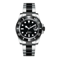 40mm Steel Black Case Sapphire Glass Stainless Steel NH35 Automatic Men's Watch