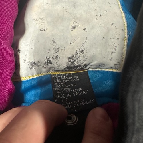 Izzi Size Large Women Vintage Snow Jacket 90’s Black Pink Blue - Picture 10 of 13