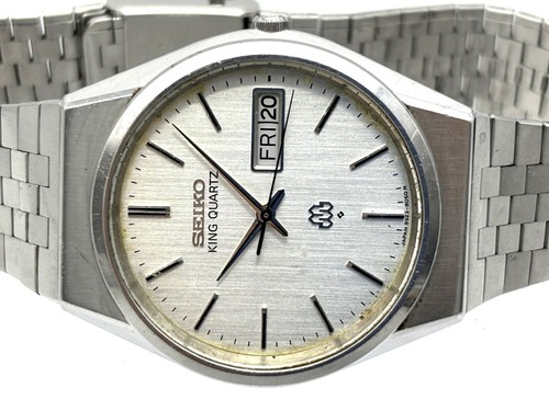 Vintage SEIKO KING QUARTZ Watch Twin Quartz Silver Dial Day/Date KANJI 9923-8050 - Picture 4 of 17