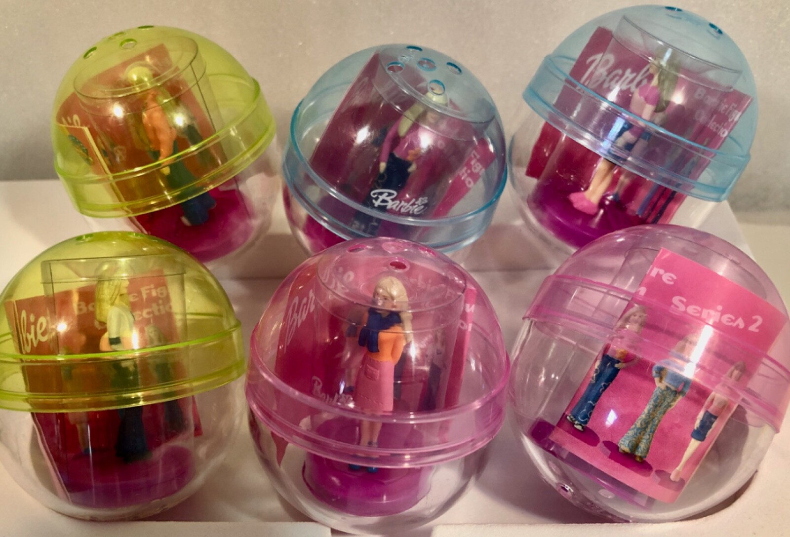 Complete set all 6 Barbie dolls series #2 figures, In original vending capsules