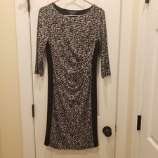 Lauren Ralph Lauren Runched Stretch Knit Knee Length Dress 3/4 Sleeves SZ 8