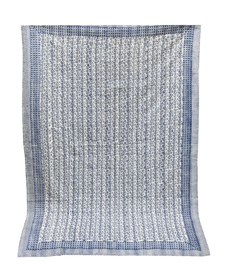 Colcha edredón Kantha individual con estampado de bloques de mano indio de algodón Foto 4 de 4