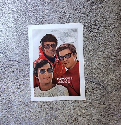 1970 American Optical Sunvogues Sunglasses Vintage PRINT AD Men Fashion  Style
