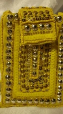 CATO Cell Phone Bag Yellow Silver-Tone Studded Crossbody Cloth Case Purse     41