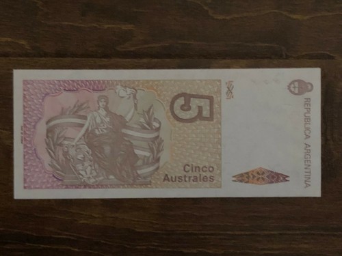 ARGENTINA 1985 CINCO 5 AUSTRALES BANKNOTE UNC - Picture 2 of 2