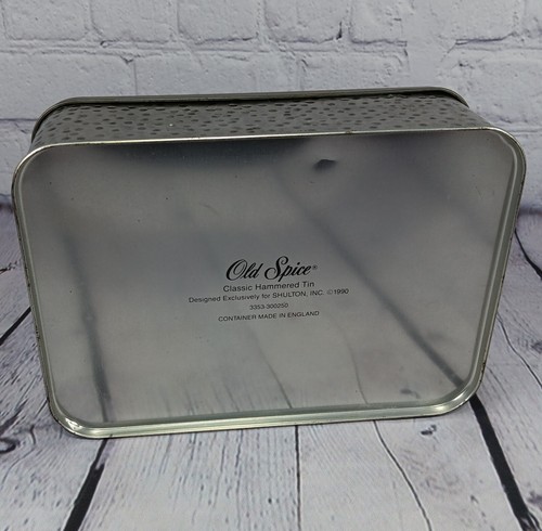 Vintage 1990 Old Spice Classic Hammered Tin Made In England Shulton Inc - Picture 9 of 16