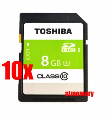 10x Toshiba 8GB SD SDHC Class 10 Memory Card Bulk Package Lot of 10pcs 