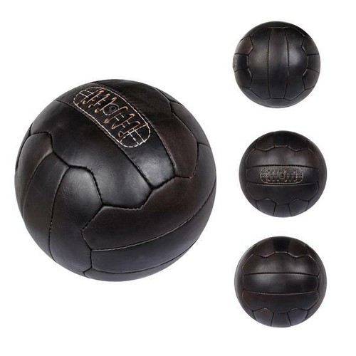 Vintage 1966 Leather Soccer Ball  Football - Dark Brown - Afbeelding 1 van 3