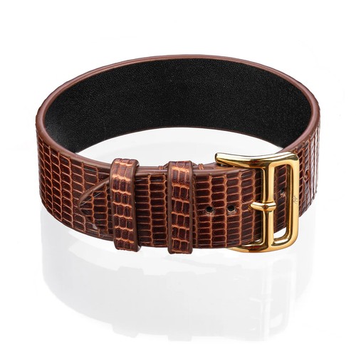 Handmade Lizard Leather Bracelet "Apple" with Steel Clasp in Gift Box - Picture 6 of 17