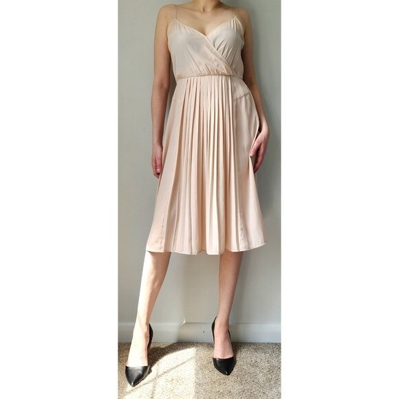open lace back dress Scalloped Lace Bodice Pleated Chiffon A Line Maxi Dress - Blush Pink
