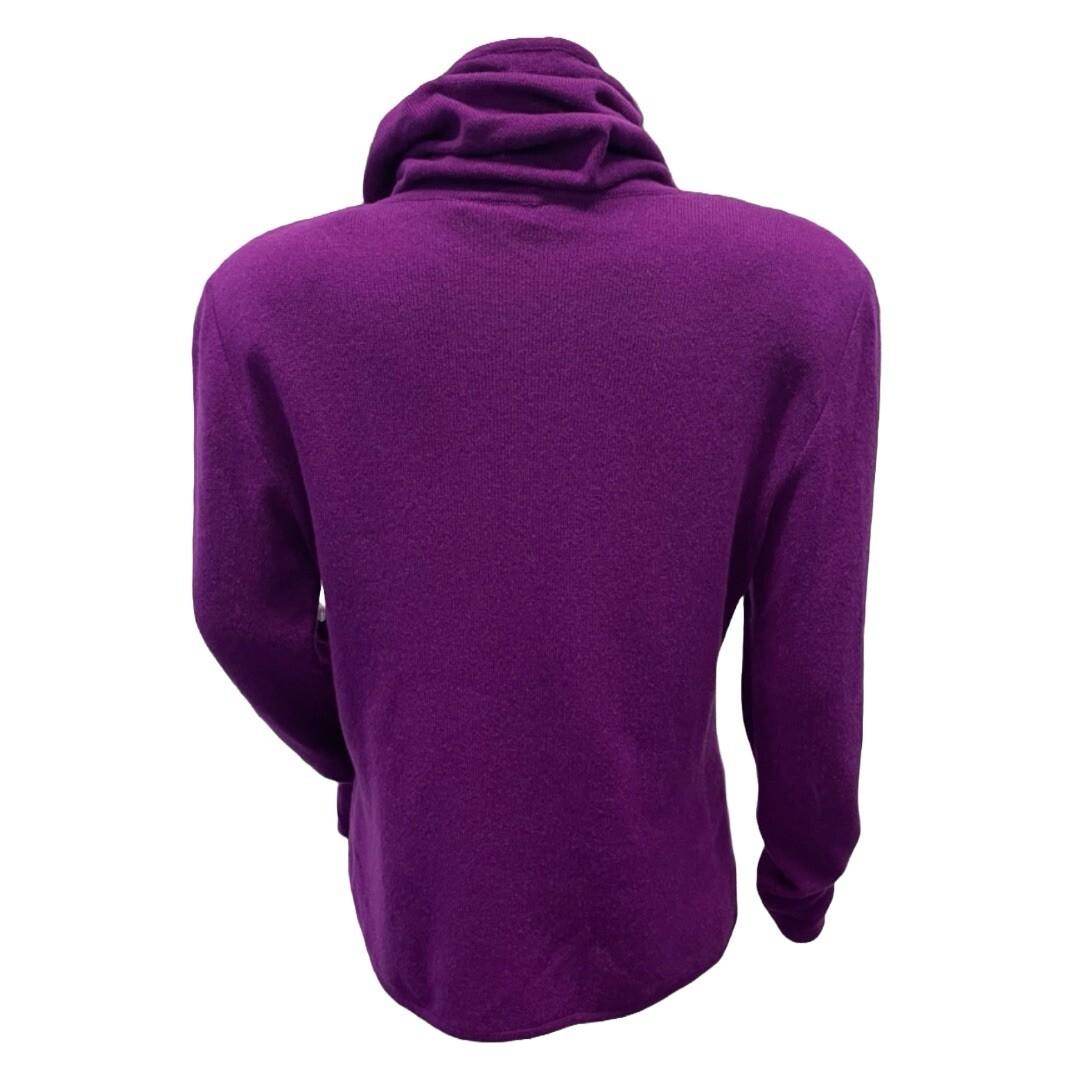 VTG 80s Valentino Boutique Purple Cashmere Padded Shoulder Turtleneck Sweater M thumbnail 3