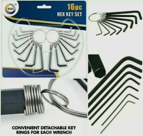 16 Pcs Allen Key Set Wrench Metric AF Bits Hand Tools 2 set Hex 1.5 to 6.0 Ring - Picture 1 of 6