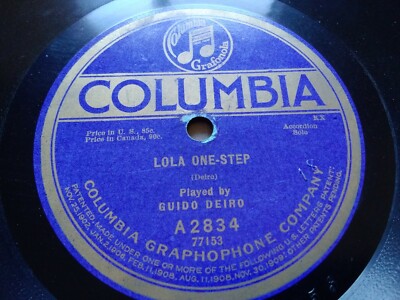 Guido Diero 78rpm Single 10-inch Columbia Records #A2834 Lola   