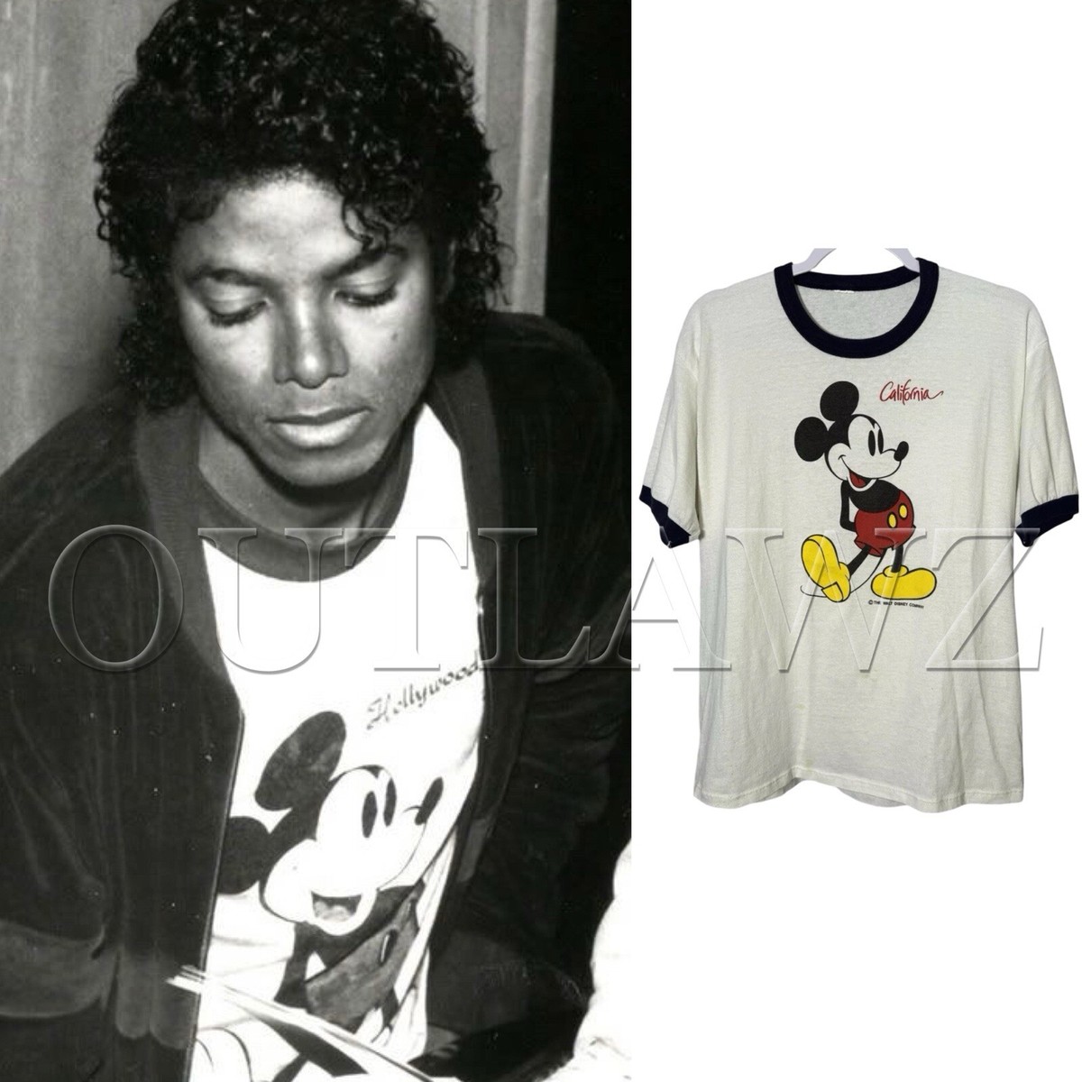 Mickey Mouse Disney Ringer T-Shirt *Style Worn By MIchael Jackson