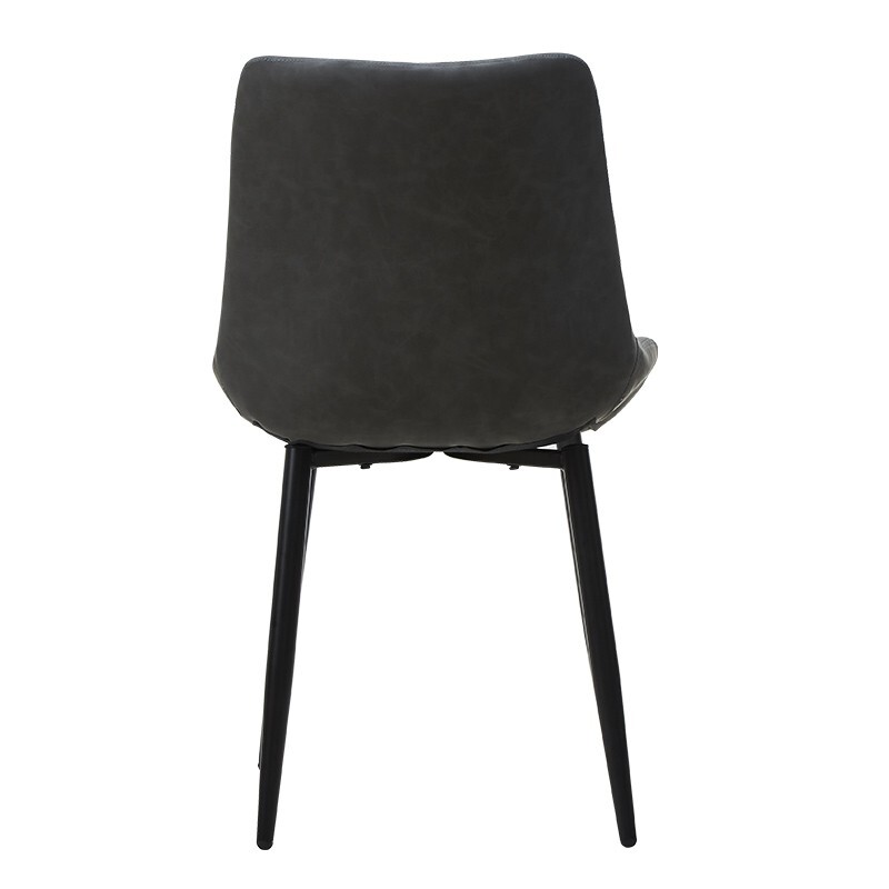 2 Pcs Grey Faux Leather Dining Chairs Diamond Seat Metal Legs Kitchen