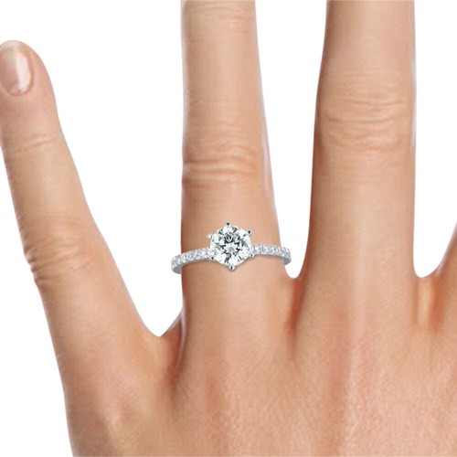 1 Karat Brillant Rundschliff Diamant Verlobungsring G-H/SI1 14K Weißgold - Bild 5 von 5