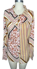 Cato XL Soft Rayon Long Sleeved Blouse Multicolored Multiple Patterns