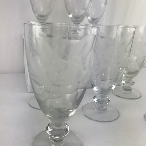 Vasos de vidrio elegantes florales grabadas en ácido 6,75" - lote de 8 copas - Imagen 7 de 15