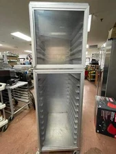Used Nu-Vu Full Height Dutch Door Enclosed Bread Cabinet Pan Rack - SS303