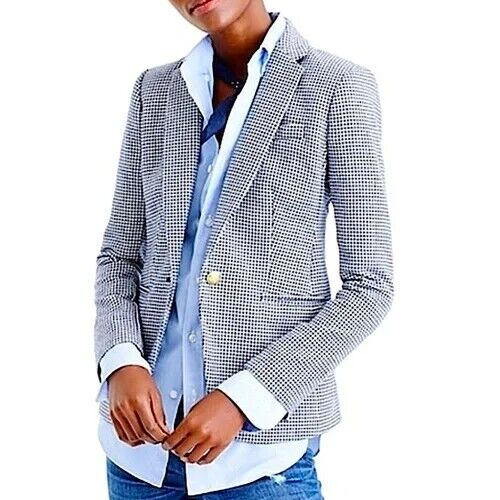 NUOVO! J. CREW CAMPBELL BLAZER GIACCA BLU NAVY PIED DE POULE LANA tg 8 - Foto 1 di 7