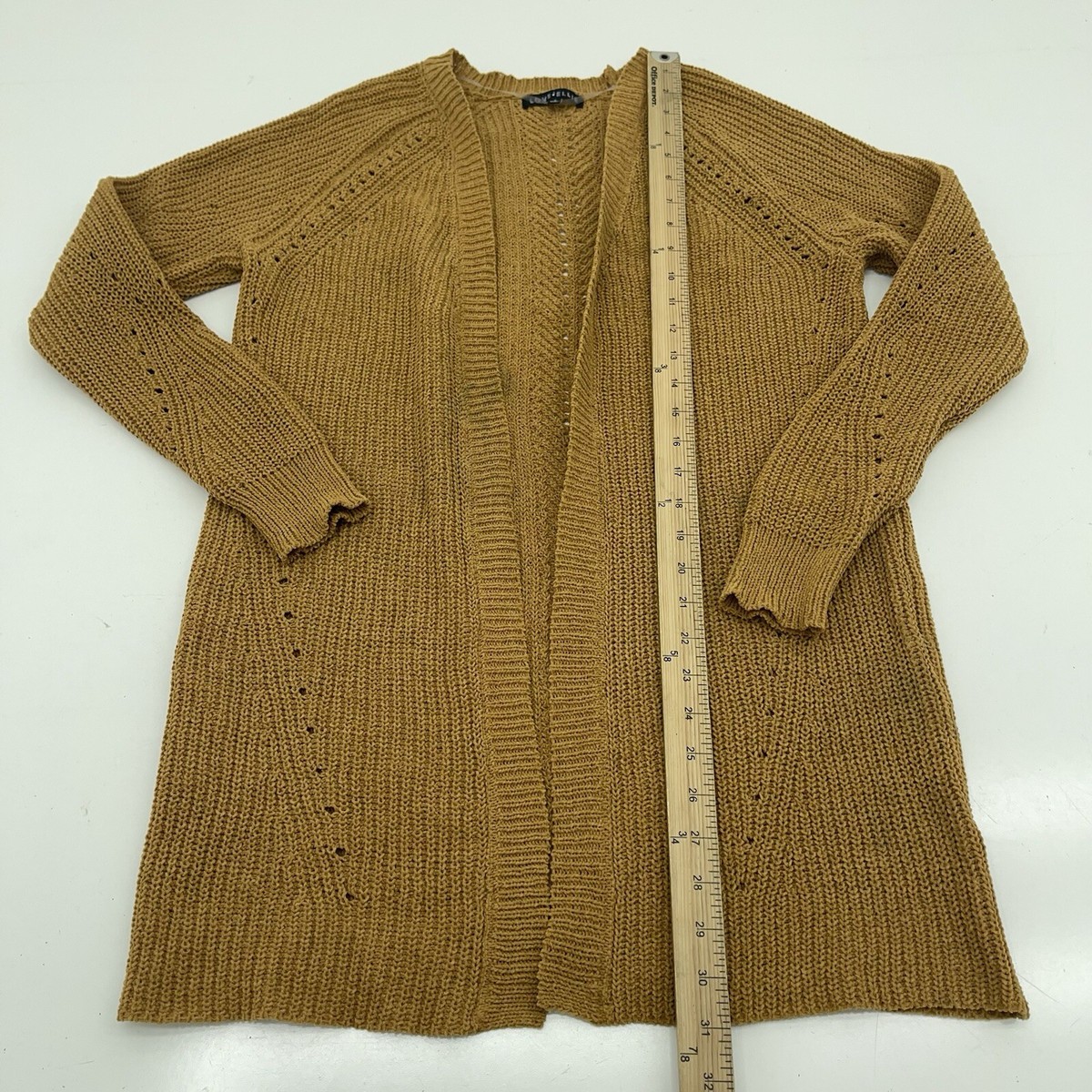 Love Ellie Yellow Knit Long Sleeve Open Front Cardigan Women's