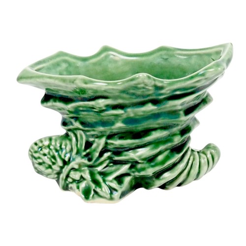 Vintage McCoy Pottery Green Cornucopia Single Planter 1950s Mid Century Decor