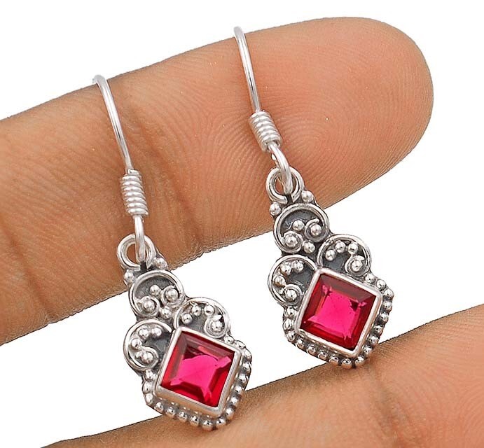 1CT Rubellite Tourmaline Sterling Silver Earrings 1 1/3