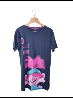 Trolis Damen kurzärmliges schwarzes Longtop T-Shirt Größe 8-10UK (Bed Head Hair)