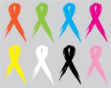Set of 2 -  Cancer Awareness Ribbon - Window Sticker Decal-3 Sizes Available
