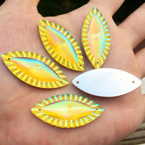 10PC 18*40mm AB Horse Eye&Leaf Resin Rhinestone Flatback Gems Strass Crystal-B90 - Picture 3 of 20