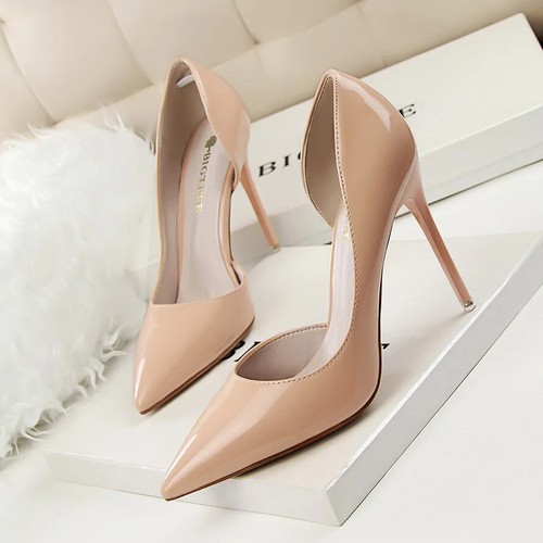 Women Pumps Pointed Toe Patent Leather Summer High Heels Wedding Bridal Shoes